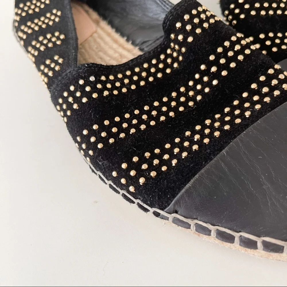 Loeffler Randall Mara Studded Suede Espadrille Flat | Black